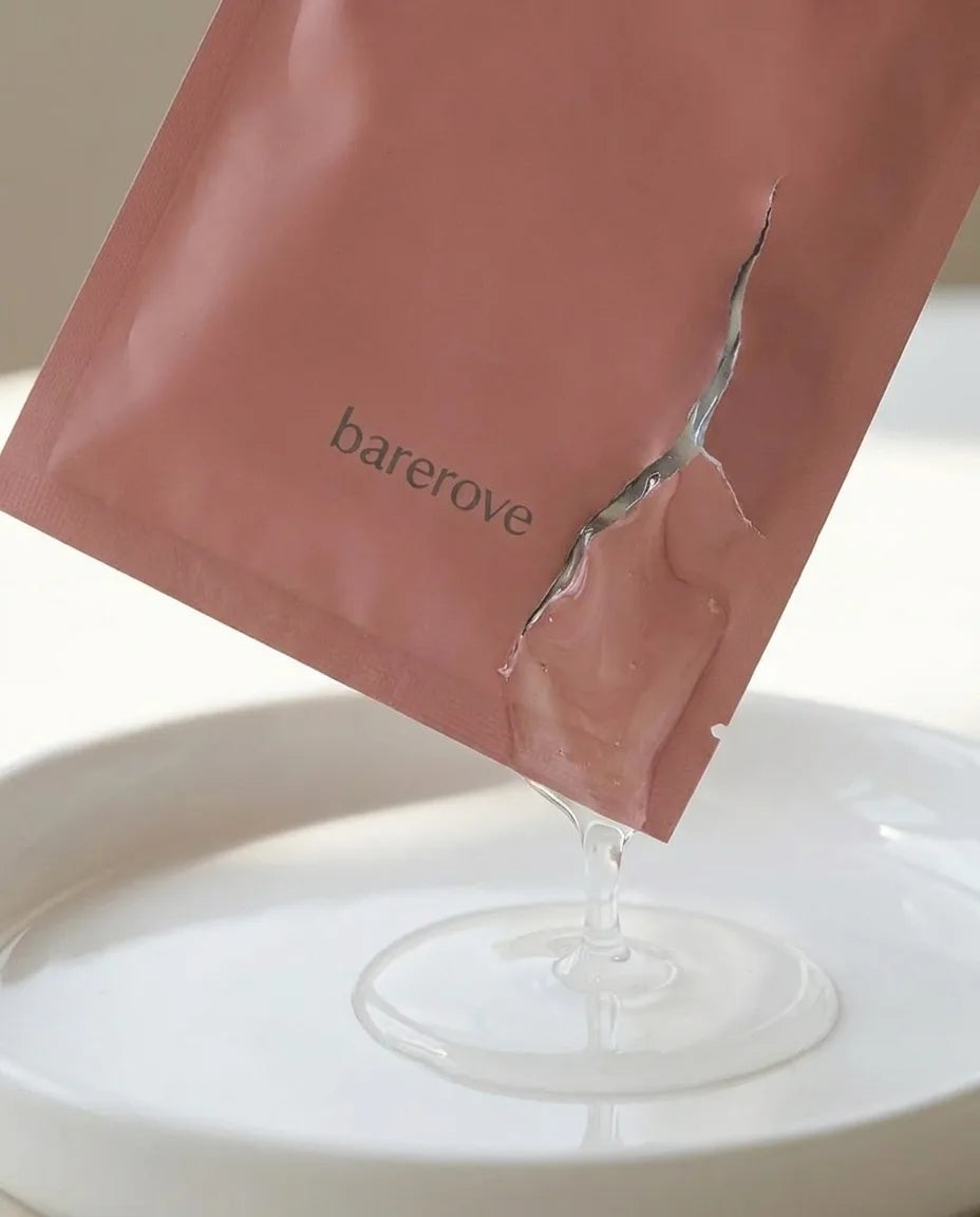 The sachet opened, thick serum pouring out