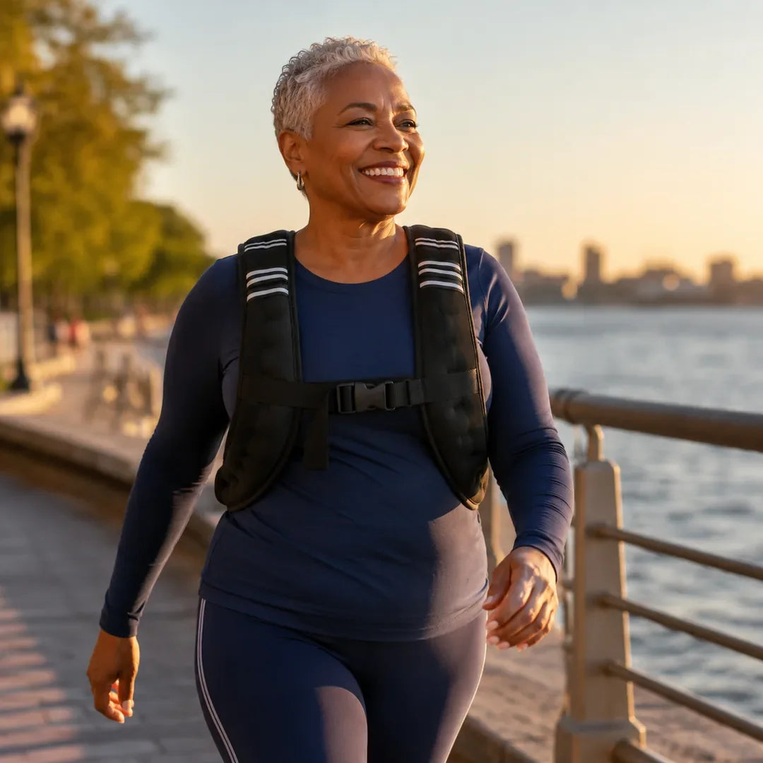 A woman on a walk in the Givorn weighted vest
