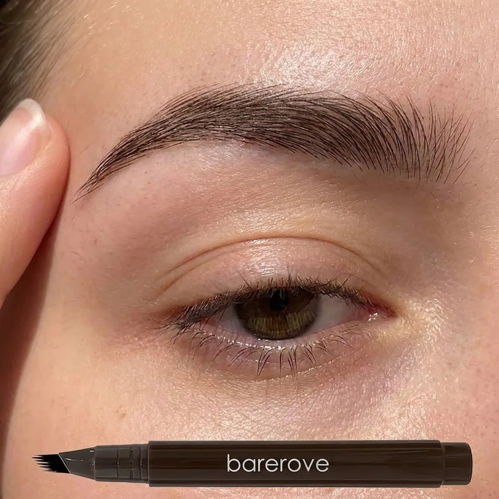A finished brow at the end of the day, strokes still intact