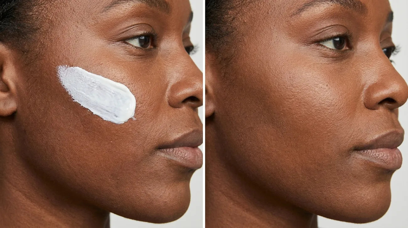 Deep skin, white on then matched