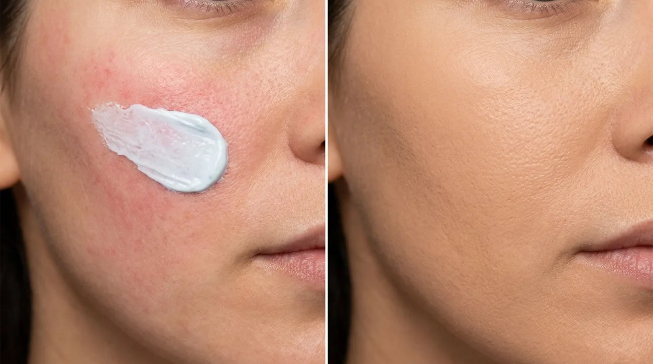 Medium skin, redness evened