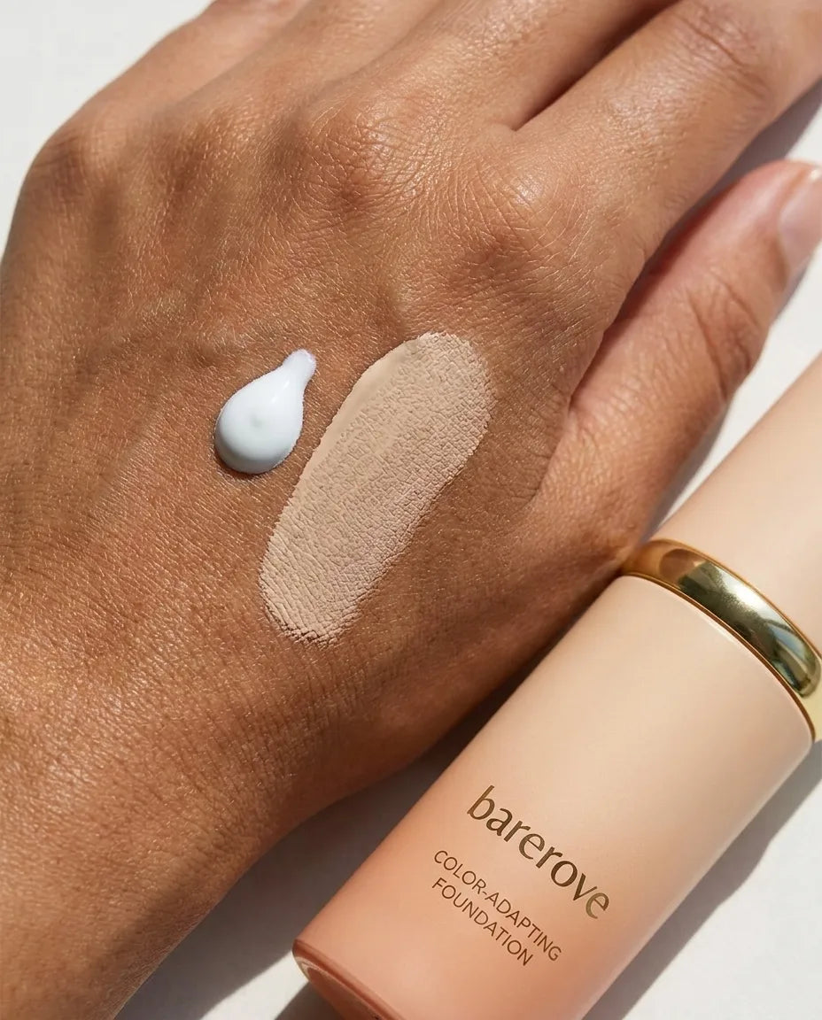 White drop next to the settled tone on the back of a hand