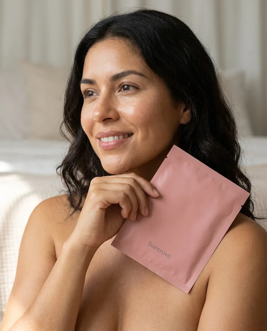 Plumper, glass-smooth skin after the overnight mask, shown as an illustrative result