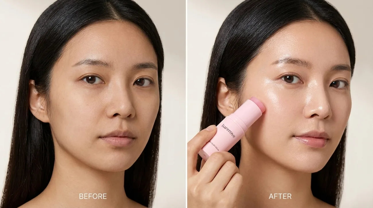 Dull lips before, more radiant lips after