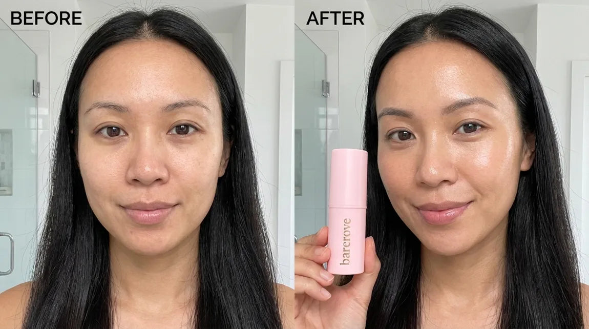 Rough lip texture before, smoother after